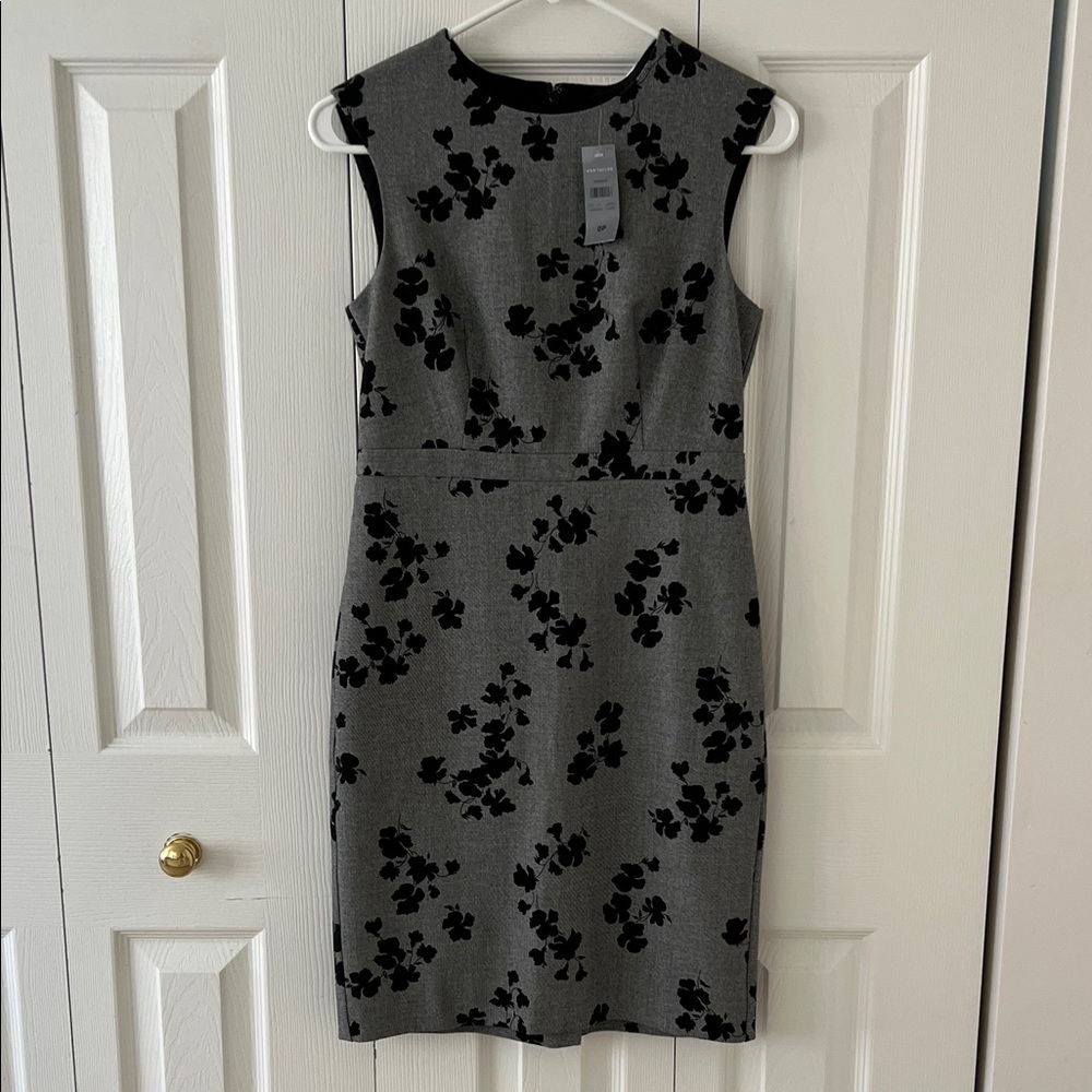 Ann Taylor Black Floral on Gray Mini Dress